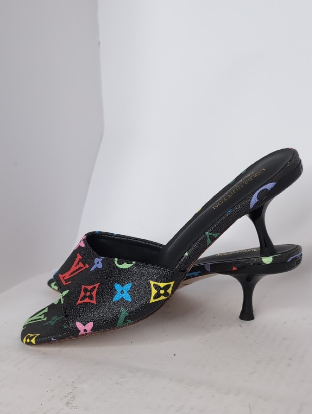 Black Multicolor Open-Toe Mules - Picture 2 of 7